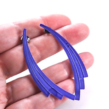 Vtg 1980s Cobalt Blue Enamel Wing Statement Earrings Pierced Arty Retro Quirky