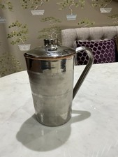 Vintage Copper Lined Water Jug Insulated Silver Tone Art Deco Style Mid Century