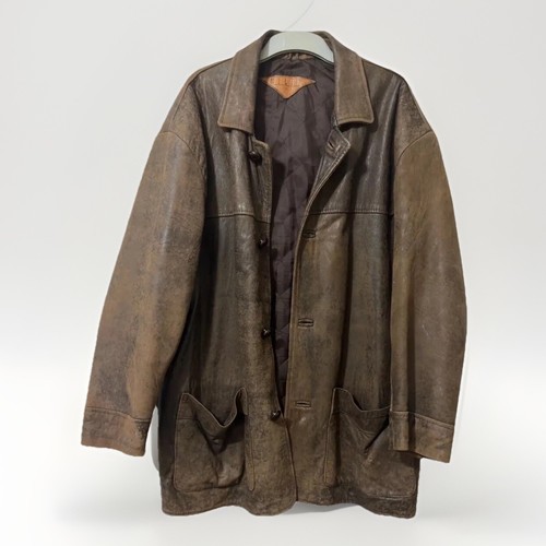 Vintage men leather coat - ,