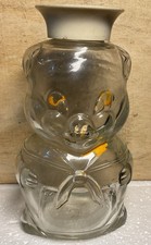Vintage Glass Cute Pig Sailor Piggy Savings Bank Small 5p Slot Plastic Screw Top