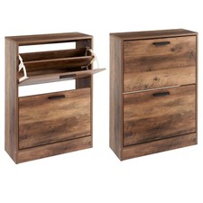 2 Drawer Shoe Storage Cabinet Cupboard Wooden Shoes Stand Rack with Tabletop
