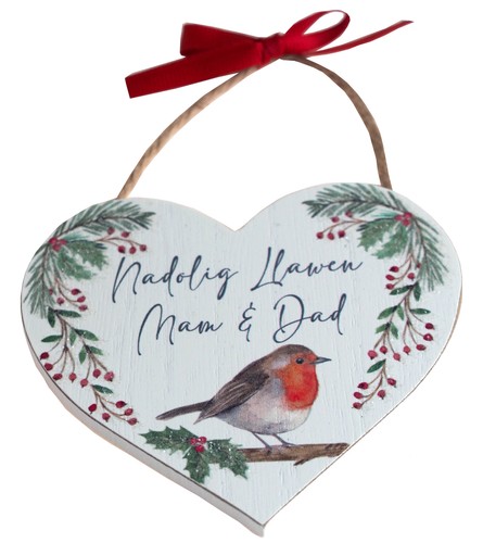Welsh robin christmas bauble - welsh,