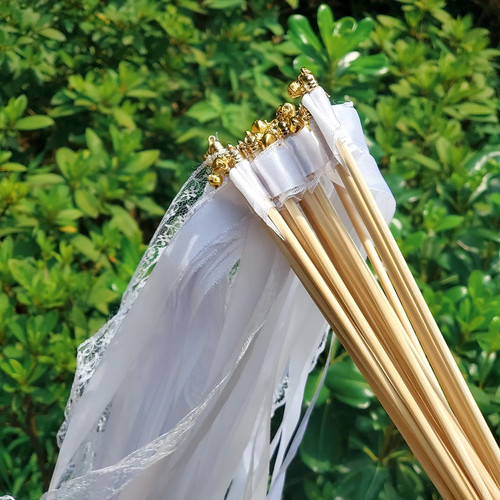 White ribbon wands - white,