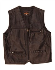 VINTAGE Mens Leather Gilet UK