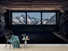 3D Log Cabin Mountain Window