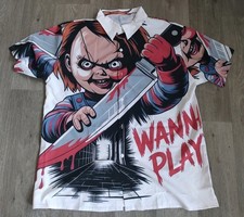 Chucky Childs Play Short Sleeve Shirt Button Up Horror Mens XL New