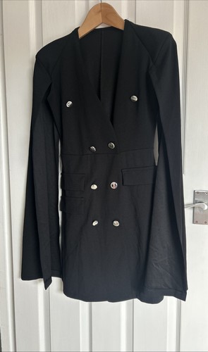 Black blazer dress with cape - blazer,