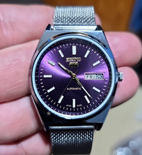 Vintage Seiko 5 Sports Purple Dial 7309A Automatic Refurbished 38mm