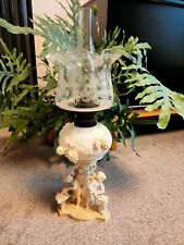 Rare Antique Eng Victorian Moore Bros Porcelain Oil Lamp 1895 Messenger Duplex