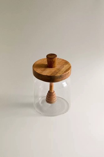 Glass honey jar with - glass,
