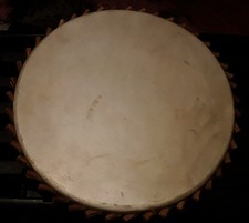 SHAMANIC WOODEN FLAT HAND DRUM.