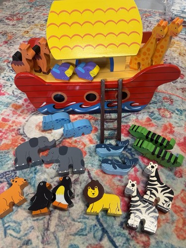 Wooden noahs ark toy - wooden,