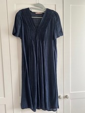 John Lewis navy linen short sleeve dress UK 12 . VGC.