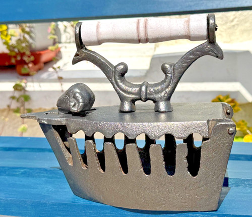 Antique cast iron charcoal box - antique,