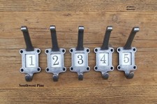 Set Of 5  Industrial Vintage Style School Room Cast Iron  Coat Hooks Numbers 1-5