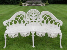 White Cast Bench antique style garden metal furniture park nostalgic design
