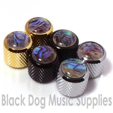 2x Abalone / pearl guitar control knobs in chrome, black or gold tone or volume
