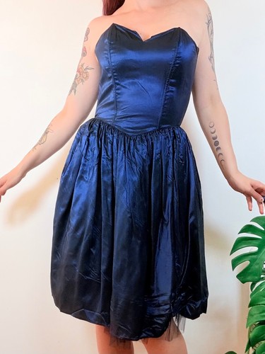 Vintage 1980s party dress navy - party,