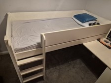 High Sleeper bed / with desk, cabinet and shelves