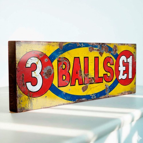 Balls fairground game sign - game,