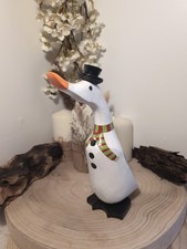 Fair trade 25cm Wooden Snowman Design Duck Ornament