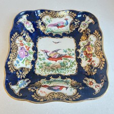 Booths Scale Blue Pattern Scalloped Square Bowl 7.5” Not Stamped. Good Condition