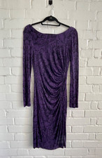LK Bennett Dr Wilder Viscose & Silk Dress purple & Black Animal Print UK 12