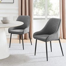 Beaumont 2x Grey Fabric Black Leg Dining Chair - Seconds