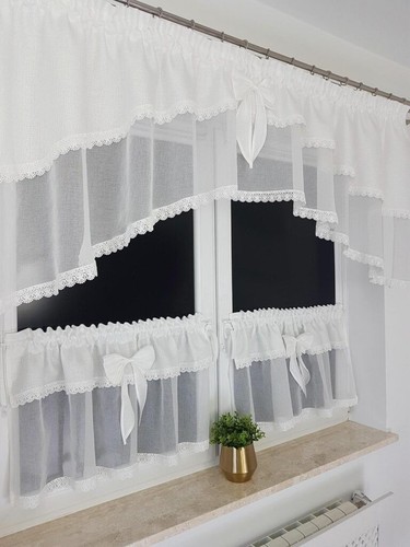 Warm white kitchen curtain set - warm,