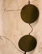 Antique WW II Silver Tone Metal Wire Rimmed Frame Round Sunglasses  125mm 40mm 