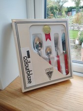 Vtg Viners Red Colourblaze 24 Piece Cutlery Set Brand New & Unused - Free P&P