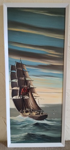 Vintage oil seascape painting - vintage,