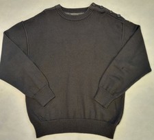 Paul & Shark Bretagne Black Wool 4 Button Anchor Crew Jumper Size M (see desc)