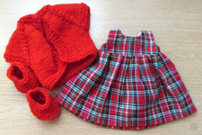 11"-12" DOLLS RED TARTAN DRESS