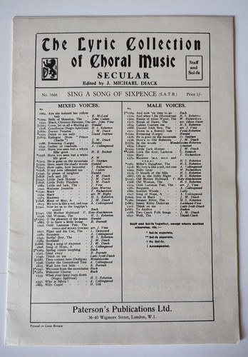 Sing song sixpence - "sing, a