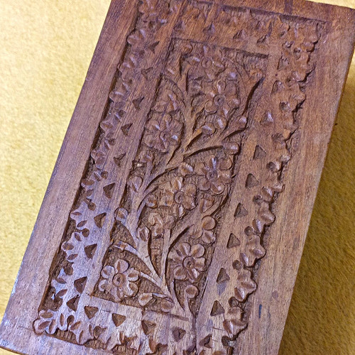 Carved wooden floral trinket - floral,