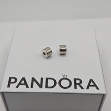 Genuine Pandora 2x Pair Of Silver Smooth Plain Barrel Clip ALE 925 790138