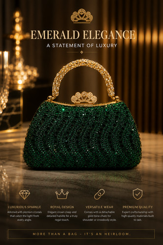 Emerald crystal evening clutch - emerald,