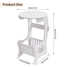 Slim Side Table 3-Tier Storage Table Narrow Bedside Storage Shelves White UK