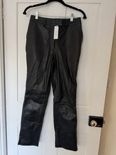 BNWT Karen Millen Real Leather Skinny Trousers Leggings Ankle Zip XS 6 Black