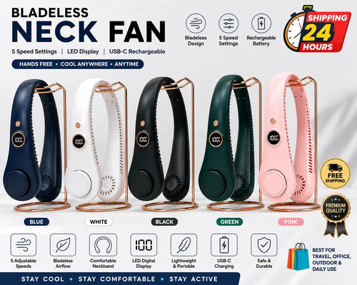 Portable bladeless neck fan - portable,