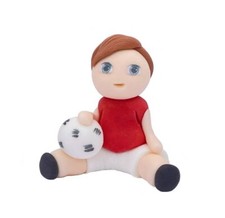 Edible Sugar Footballer Figure Red Cake Topper Happy Birthday