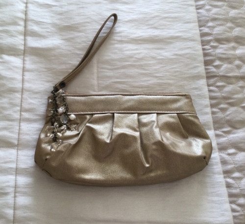 Gold colour wristlet clutch - ,