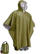 2 x Emergency Survival Poncho | Green | Wind & Water Proof | Thermal | Hiking Pr