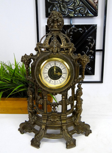 Brass mantle clock vintage - brass,