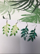 Vine Leaf Earrings Free P&P Resin & Sterling silver.  Leaves, Flowers, Plant, 