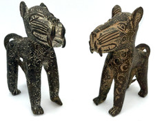 PAIR of Benin Leopard Bronze