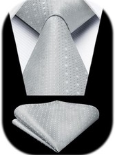 Plaid Tie Men Formal Wedding Tie Pocket Square Business Necktie Handkerchief Set