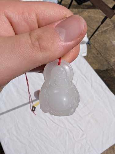 Small carved white jade - white, happy