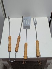 Wooden Handles Stainless Steel Outdoor Barbecue Grilling Utensils 